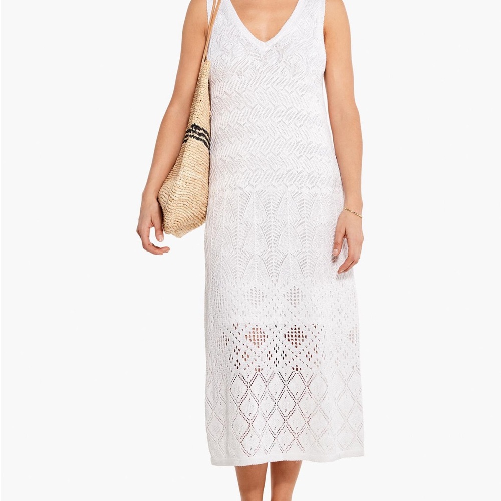 Nic+Zoe White Sleeveless crochet Dress
